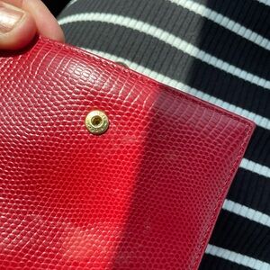 Red Textured leather Women's wallet by French brand